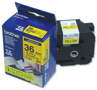 Brother P-touch TZe-661 (36mm x 8m) Black On Yellow Laminated Labelling Tape Photo