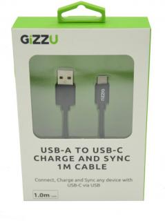 Gizzu USB2.0 A to USB-C 1m Charge & Sync Cable - Black Photo