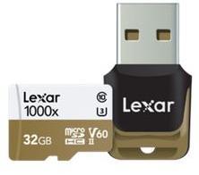 Lexar Professional 1000x 32GB microSDHC / microSDXC UHS-II Memory Card Plus USB Reader Photo