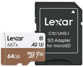 Lexar Professional 667x 64GB microSDXC Class 10 U3 V30 Memory Card with SD Adapter Photo