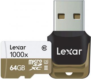 Lexar Professional 1000x 64GB microSDHC / microSDXC UHS-II Memory Card Plus USB Reader Photo