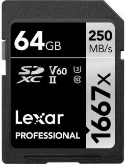Lexar Professional 1667x 64GB SDXC Class 10 U3 V60 Memory Card Photo