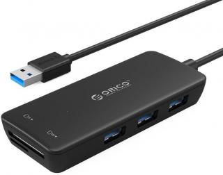 Orico 3 Port USB3.0 Hub With TF and SD Card Reader - Black Photo
