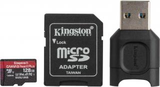 Kingston Canvas React Plus 128GB microSDXC + MobileLite Plus microSD Reader + Adapter Photo