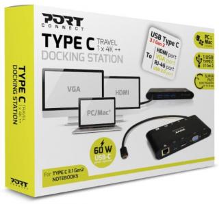 Port Designs USB Type-C 11 In 1 Multi-Port Hub With 60W PD - Black Photo