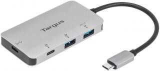 Targus USB-C 4 Port Hub with 2x USB-A and 2x USB-C 100W PD Pass-Through - Silver (ACH228EU) Photo