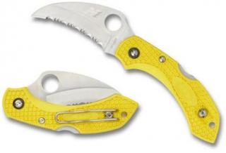 Spyderco Dragonfly 2 Hawkbill Serrated Folding Knife - Yellow Photo