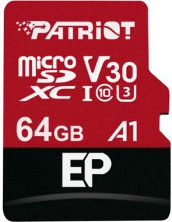 Patriot EP V30 A1 64GB MicroSDXC UHS-I Class 10 Memory Card with SD Adapter Photo