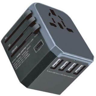 Gizzu Quad-USB Type-C 5.6A Universal Travel Adapter - Black Photo
