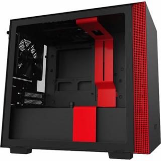 NZXT H210 Windowed Mini-ITX Tower Chassis - Matte Black/Red Photo