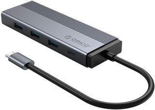 Orico 5SXRJ-GY-BP 5-in-1 Type-C USB3.0 100W PD Ethernet Adapter - Black Photo