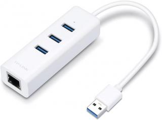 TP-Link UE330 2-in-1 USB 3.0 3-Port Multi-Port Hub & Gigabit Ethernet Adapter - White Photo